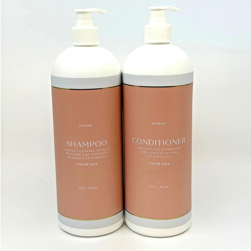 Glam Seamless Hair Extension Shampoo and Conditioner Set 32oz Color Safe Duo